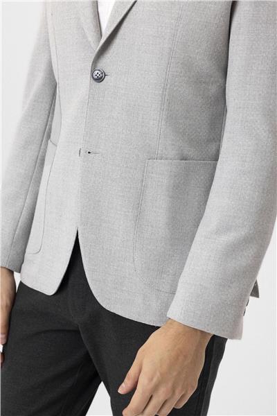 Gri Slim Fit Sivri Yaka 6 Drop Ceket