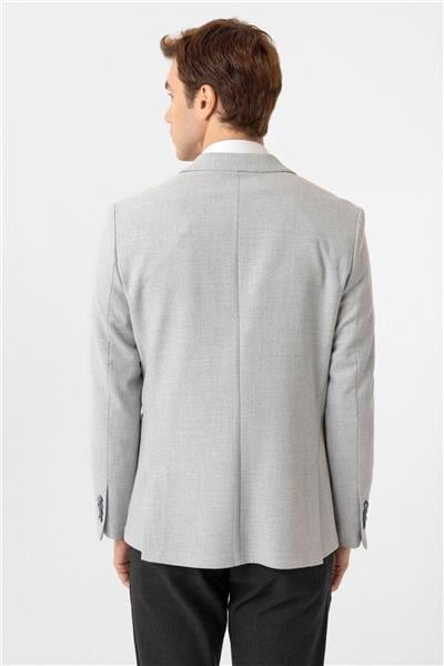 Gri Slim Fit Sivri Yaka 6 Drop Ceket