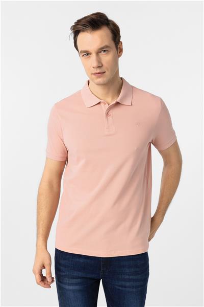 Gül Kurusu Slim Fit Düz Polo Yaka Tişört