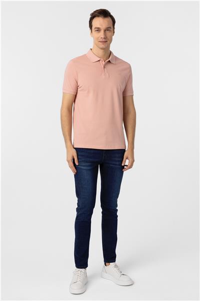 Gül Kurusu Slim Fit Düz Polo Yaka Tişört