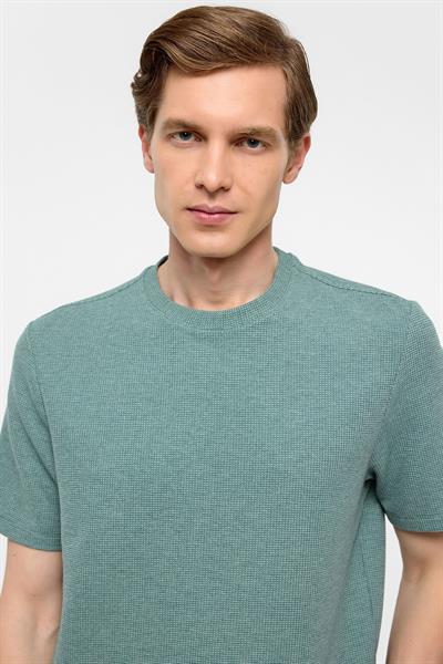 Haki Regular Armürlü Bisiklet Yaka Tişört