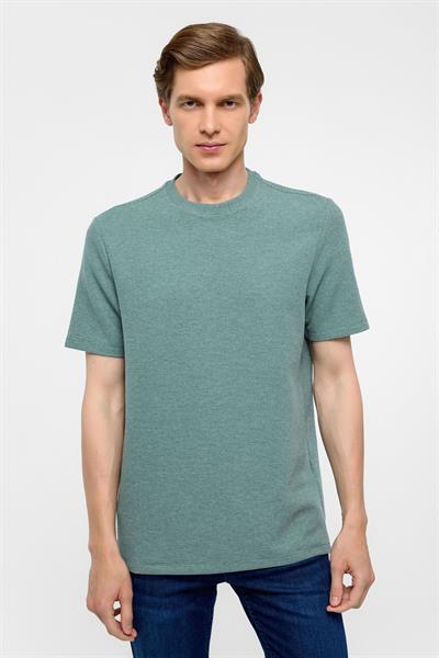 Haki Regular Armürlü Bisiklet Yaka Tişört