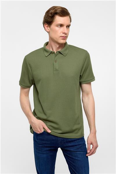 Haki Regular Armürlü Polo Yaka Tişört