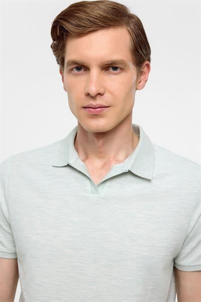 Haki Regular Armürlü Polo Yaka Tişört