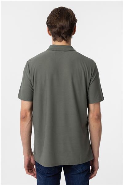 Haki Regular Armürlü Polo Yaka Tişört
