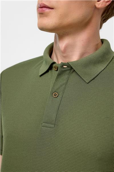Haki Regular Armürlü Polo Yaka Tişört