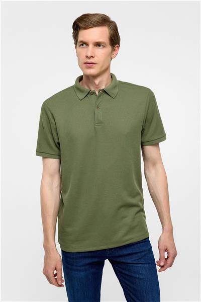 Haki Regular Armürlü Polo Yaka Tişört