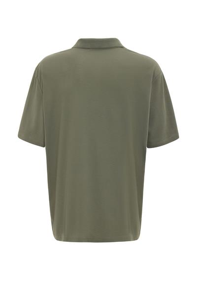 Haki Regular Armürlü Polo Yaka Tişört