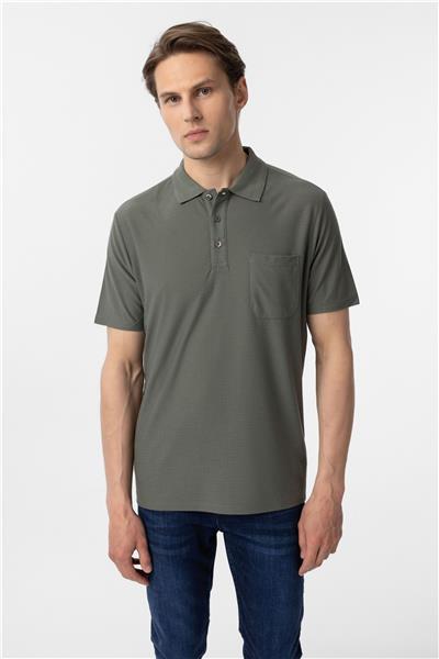 Haki Regular Armürlü Polo Yaka Tişört