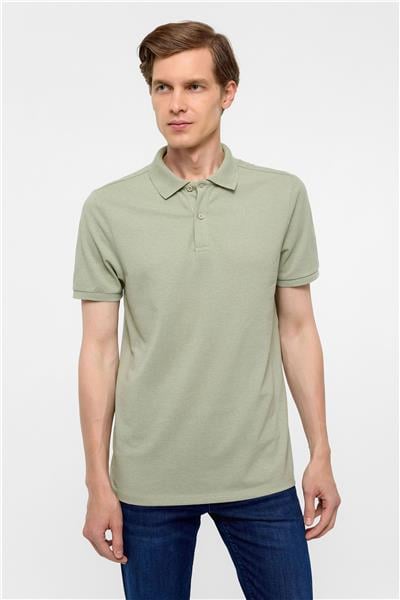 Haki Regular Armürlü Polo Yaka Tişört