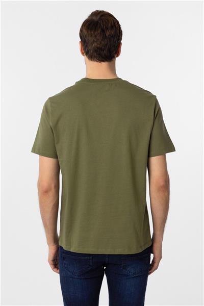 Haki Regular Düz Bisiklet Yaka Tişört