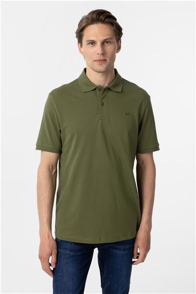Haki Regular Düz Polo Yaka Tişört