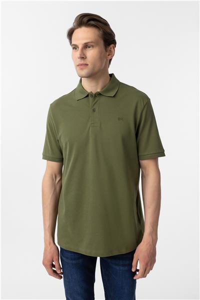 Haki Regular Düz Polo Yaka Tişört