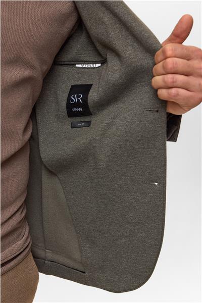 Haki Slim Desenli Mono Yaka 6 Drop Ceket