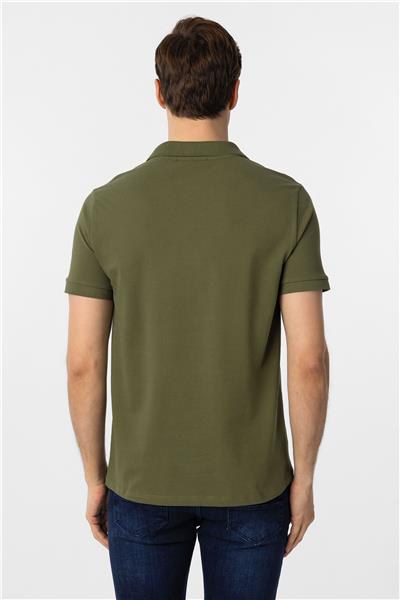 Haki Slim Fit Düz Polo Yaka Tişört