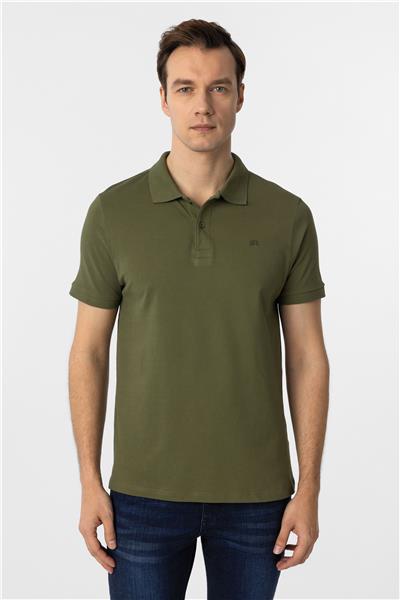 Haki Slim Fit Düz Polo Yaka Tişört