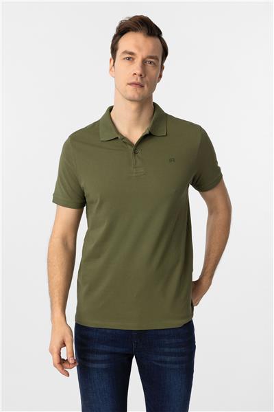 Haki Slim Fit Düz Polo Yaka Tişört