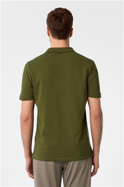 Haki Slim Fit Düz Polo Yaka Tişört
