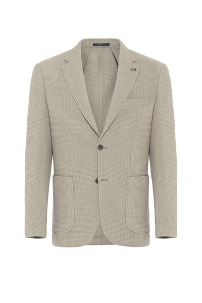 Haki Slim Fit Desenli Mono Yaka 6 Drop Ceket
