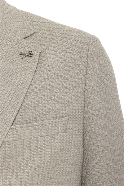 Haki Slim Fit Desenli Mono Yaka 6 Drop Ceket