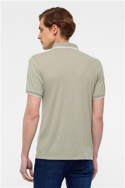 Haki Slim Fitilli Polo Yaka Tişört