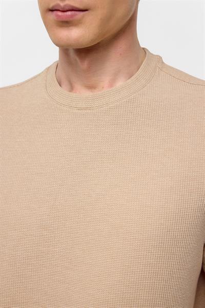 Kiremit Regular Armürlü Bisiklet Yaka Tişört