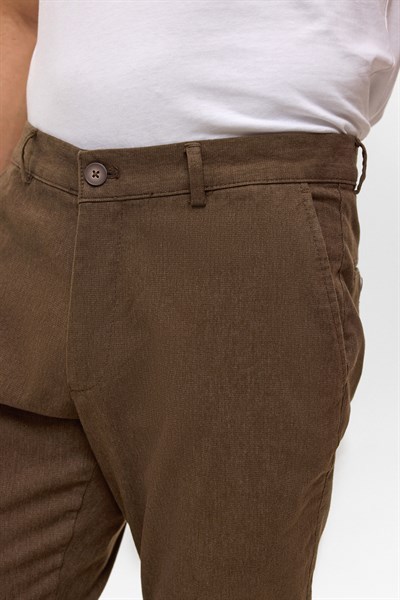 Kiremit Regular Armürlü Kanvas Pantolon