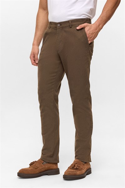 Kiremit Regular Armürlü Kanvas Pantolon