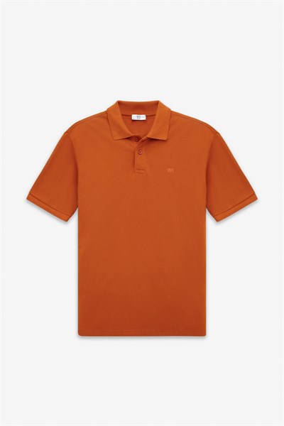 Kiremit Regular Düz Baskısız Pike Düğmeli Polo Yaka Tişört