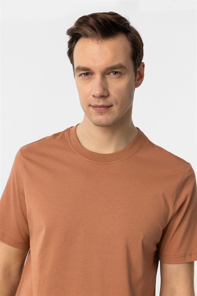 Kiremit Regular Düz Bisiklet Yaka Tişört