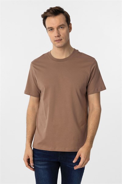 Kiremit Regular Düz Bisiklet Yaka Tişört