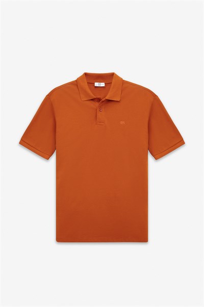 Kiremit Regular Düz Baskısız Pike Düğmeli Polo Yaka Tişört