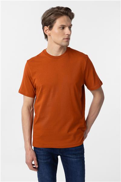 Kiremit Regular Düz Bisiklet Yaka Tişört