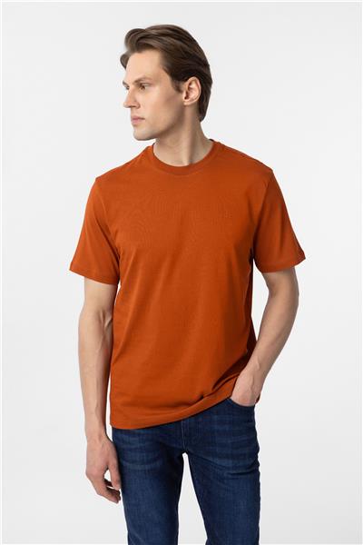 Kiremit Regular Düz Bisiklet Yaka Tişört