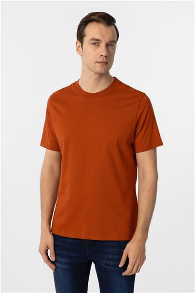 Kiremit Regular Düz Bisiklet Yaka Tişört