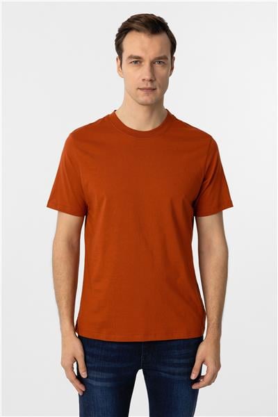 Kiremit Regular Düz Bisiklet Yaka Tişört