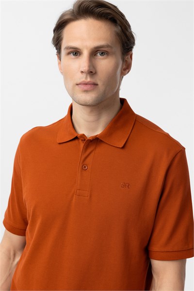 Kiremit Regular Düz Polo Yaka Tişört