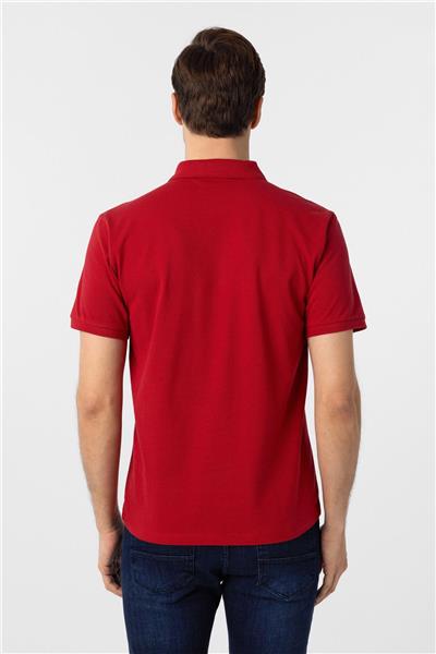 Kırmızı Regular Armürlü Polo Yaka Tişört