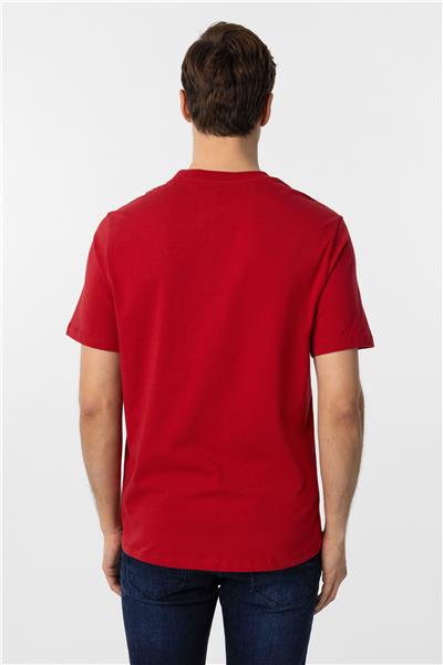 Kırmızı Regular Düz Bisiklet Yaka Tişört