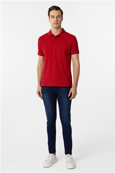 Kırmızı Slim Fit Düz Polo Yaka Tişört