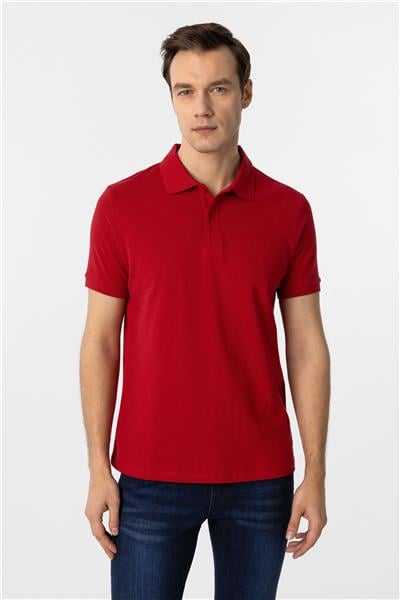 Kırmızı Slim Fit Düz Polo Yaka Tişört