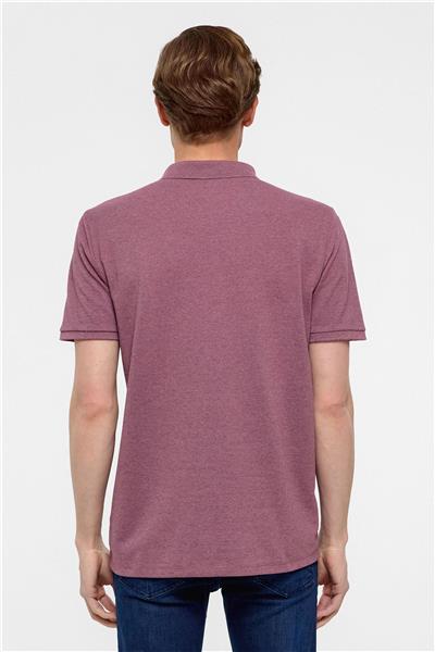 Koyu Bordo Regular Armürlü Polo Yaka Tişört