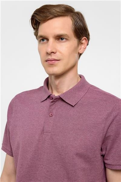 Koyu Bordo Regular Armürlü Polo Yaka Tişört