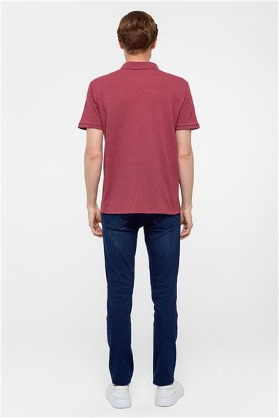Koyu Bordo Regular Armürlü Polo Yaka Tişört