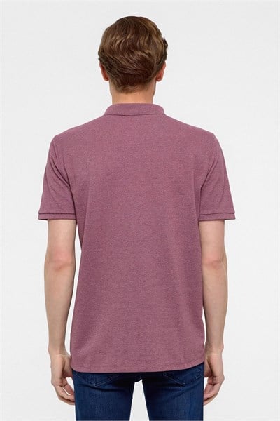 Koyu Bordo Regular Armürlü Polo Yaka Tişört
