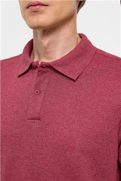 Koyu Bordo Regular Armürlü Polo Yaka Tişört