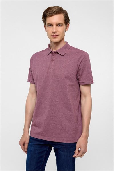 Koyu Bordo Regular Armürlü Polo Yaka Tişört