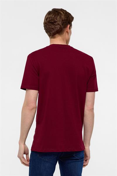 Koyu Bordo Regular Düz Bisiklet Yaka Tişört