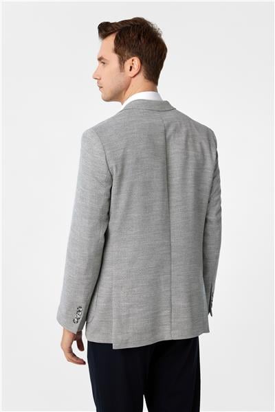 Antrasit Regular Fit Desenli Sivri Yaka 6 Drop Ceket