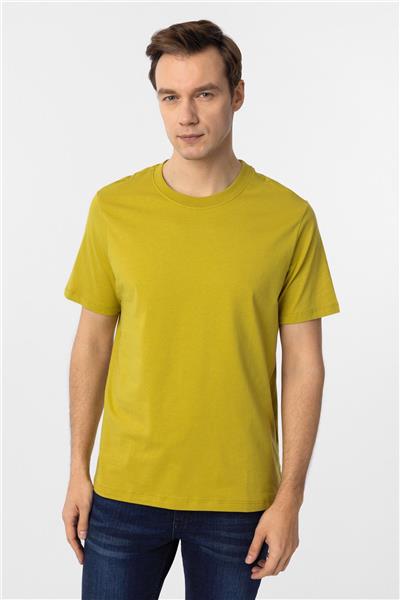 Koyu Haki Regular Düz Bisiklet Yaka Tişört